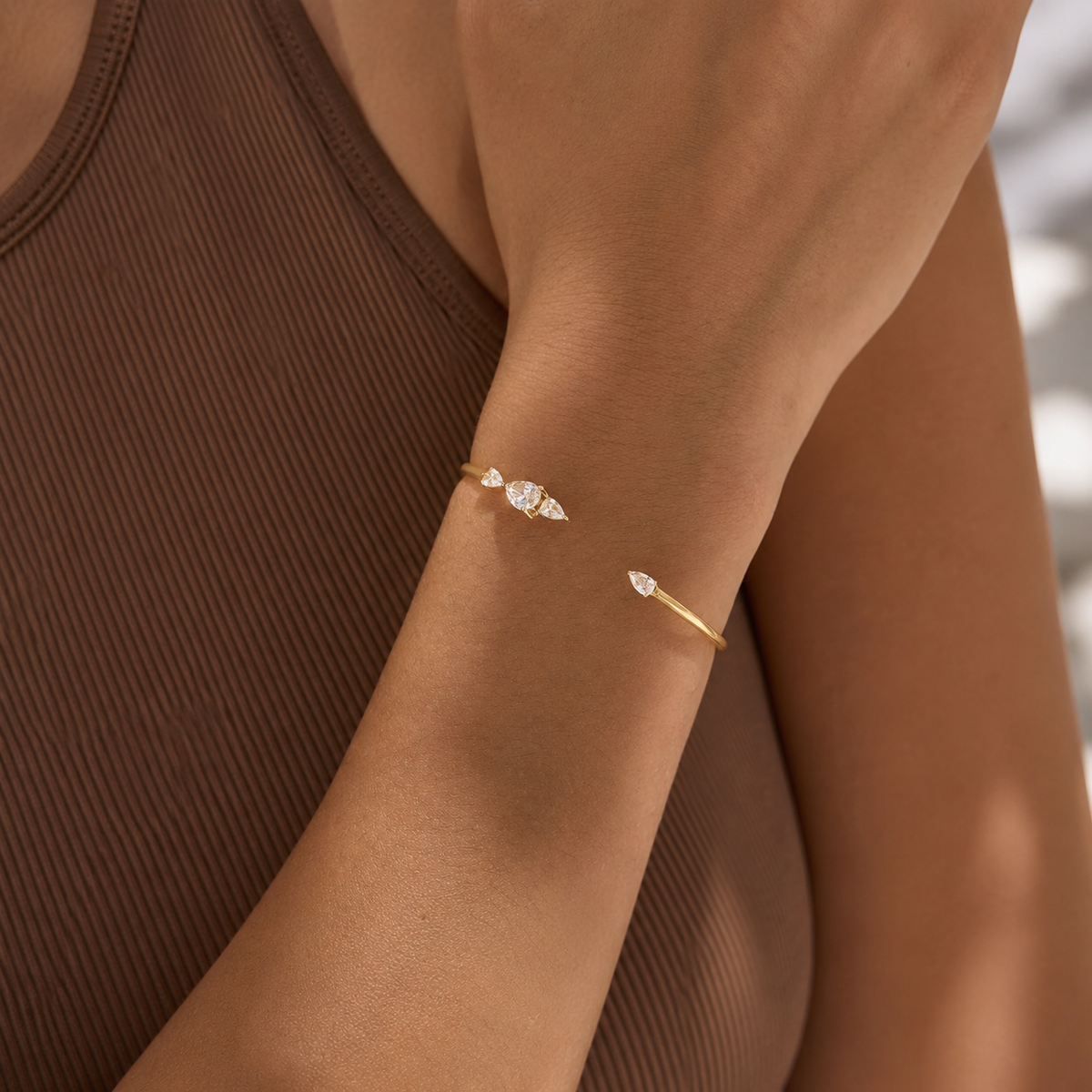 Elena Gold Floral CZ Cuff Bracelet