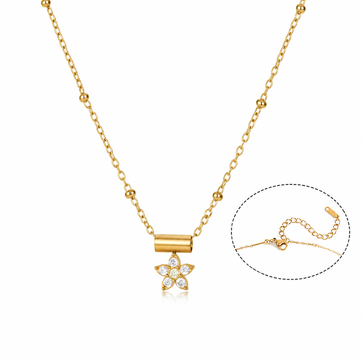 Amelia Gold Flower CZ Pendant Necklace