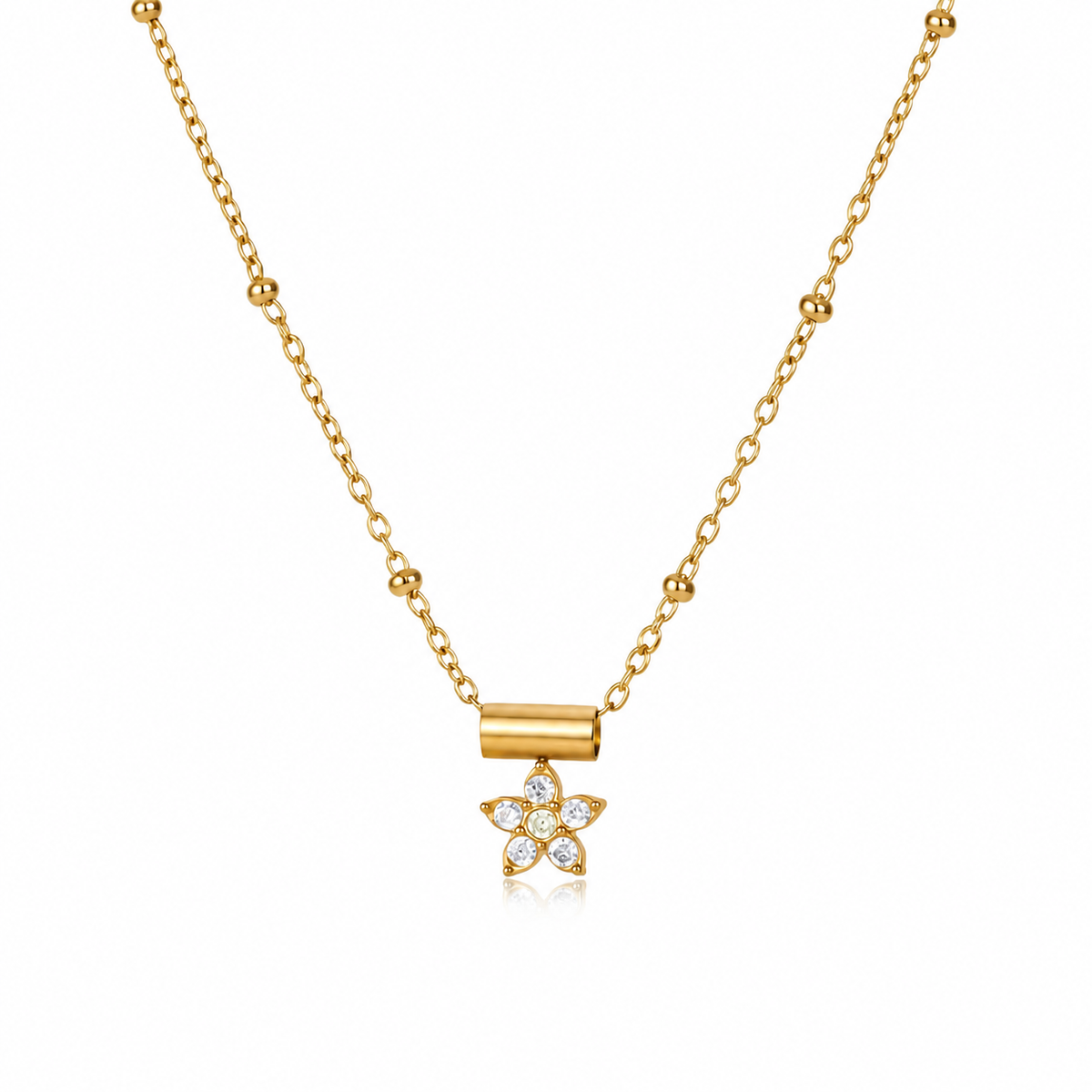 Amelia Gold Flower CZ Pendant Necklace