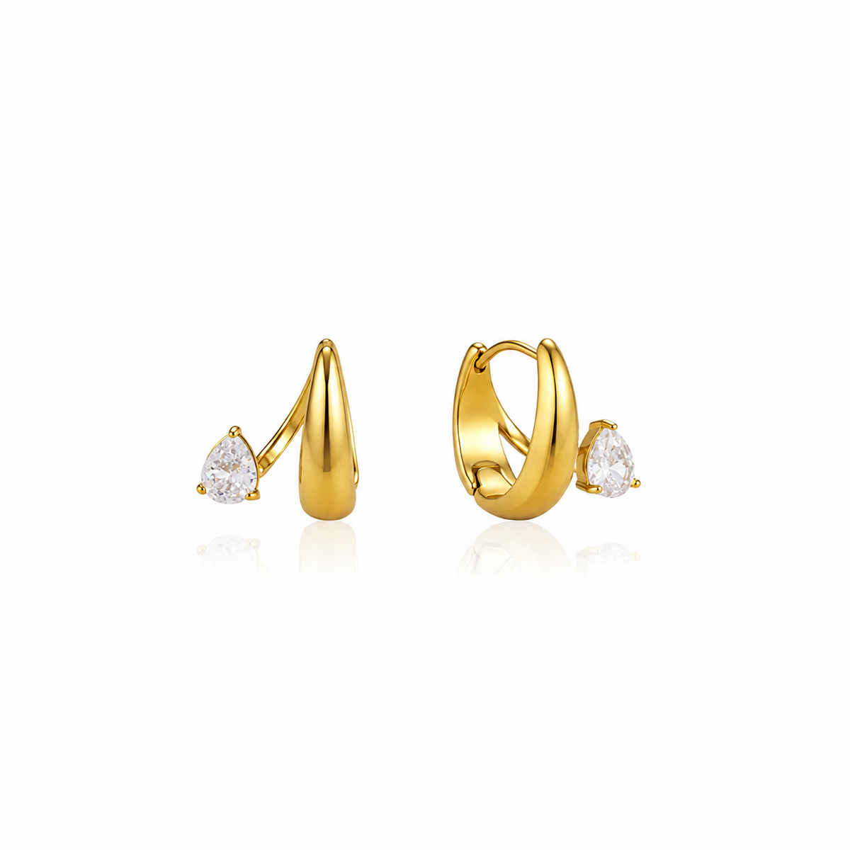 Stella Gold Teardrop CZ Hoop Earrings