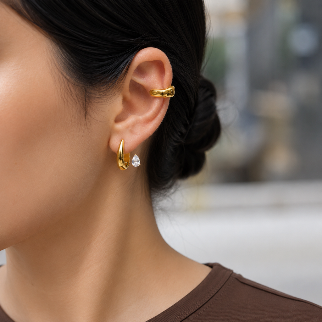 Stella Gold Teardrop CZ Hoop Earrings