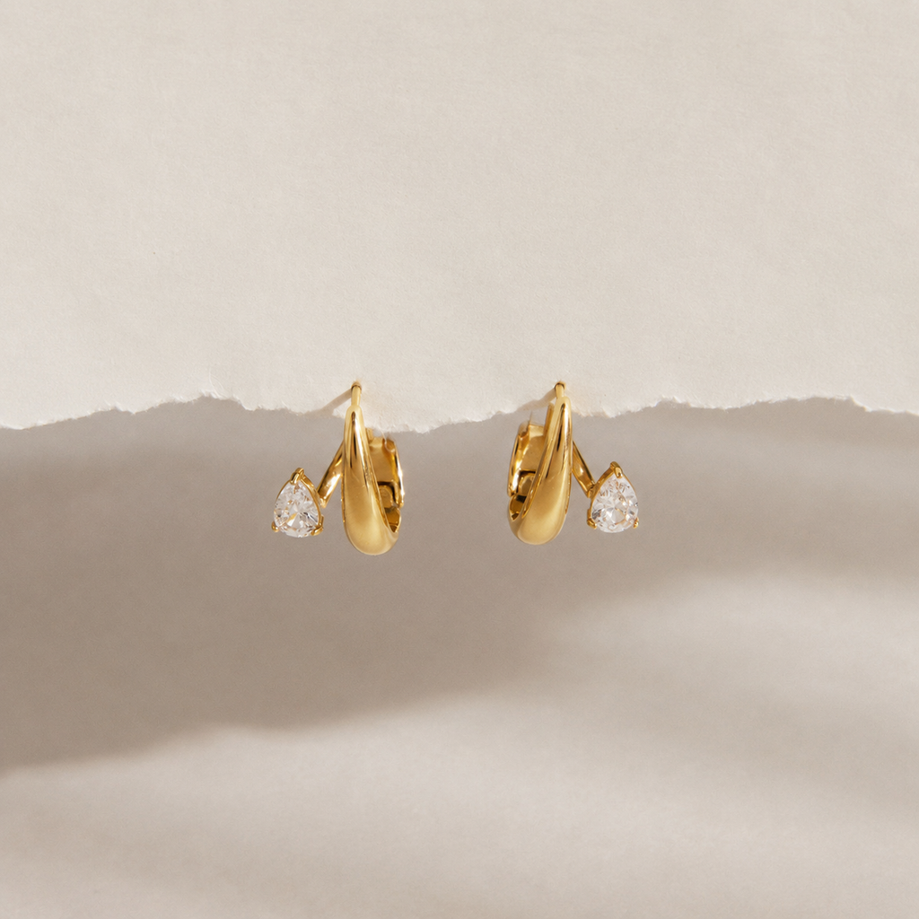Stella Gold Teardrop CZ Hoop Earrings