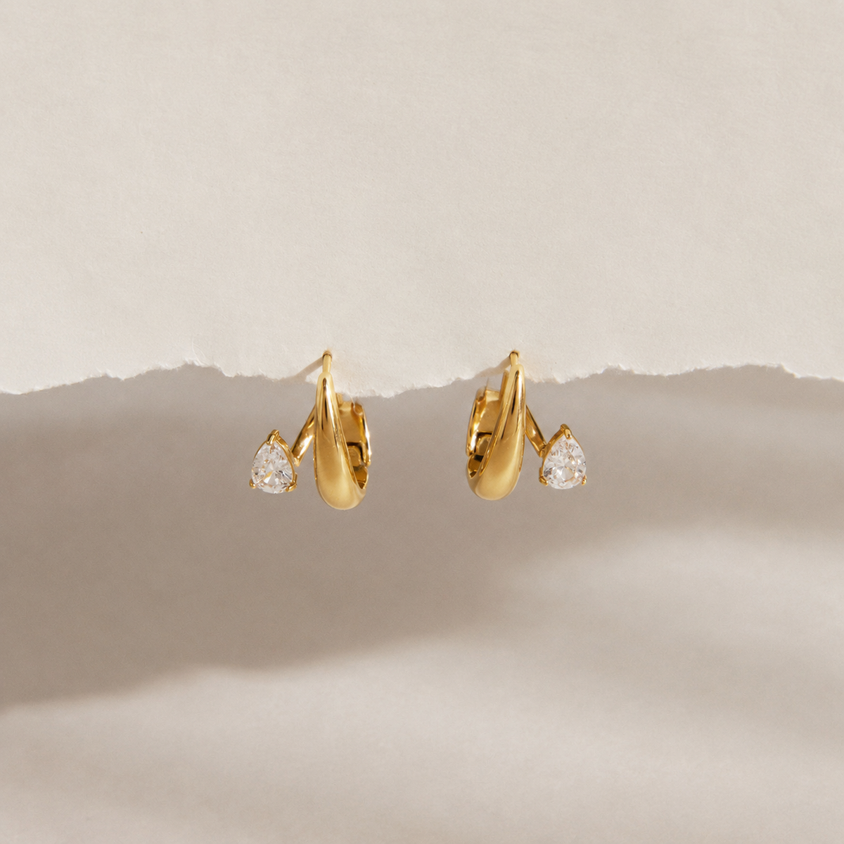 Stella Gold Teardrop CZ Hoop Earrings