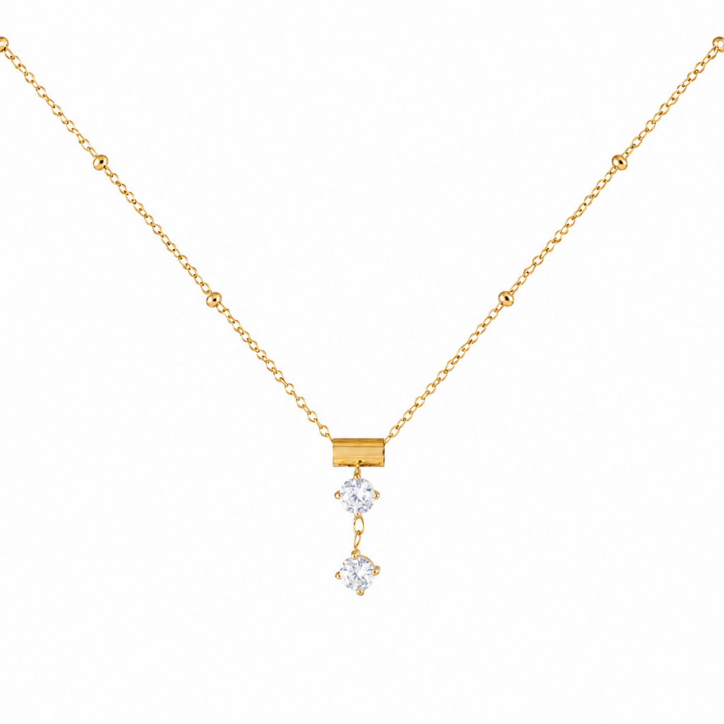 Olivia Gold Double CZ Pendant Necklace