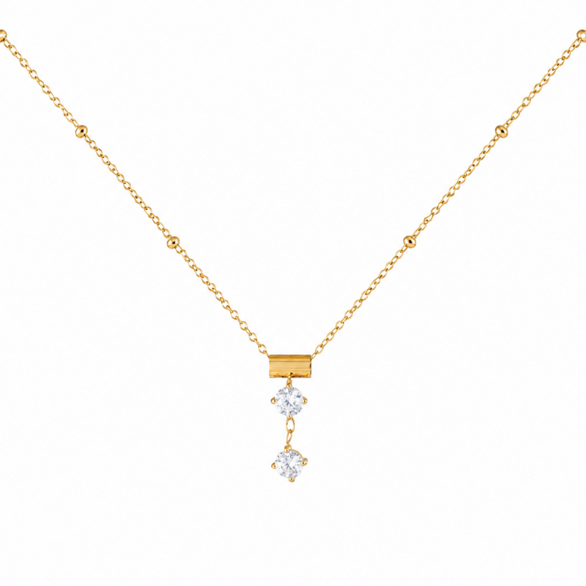 Olivia Gold Double CZ Pendant Necklace