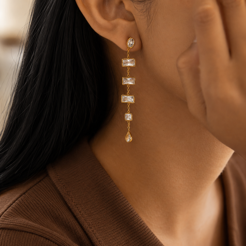 Sienna CZ Geometric Drop Earrings