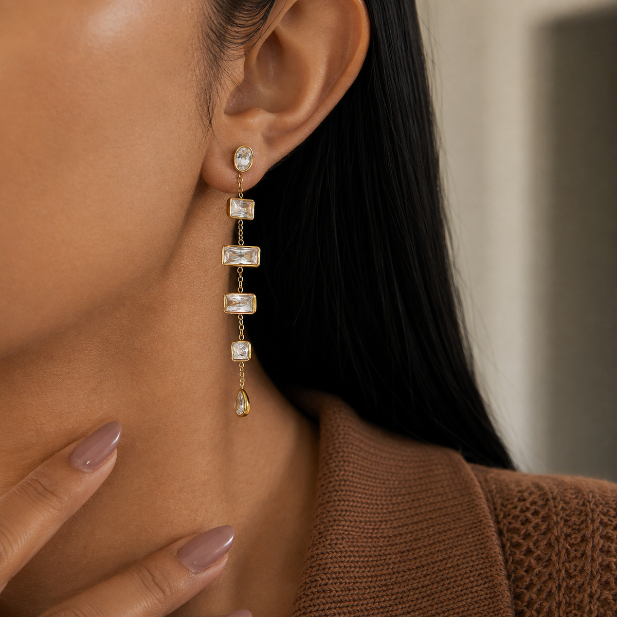 Sienna CZ Geometric Drop Earrings