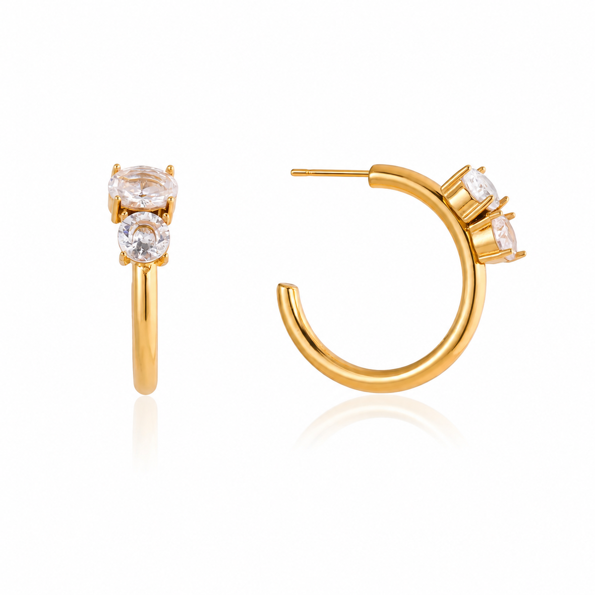 Amin Dual CZ Hoop Earrings