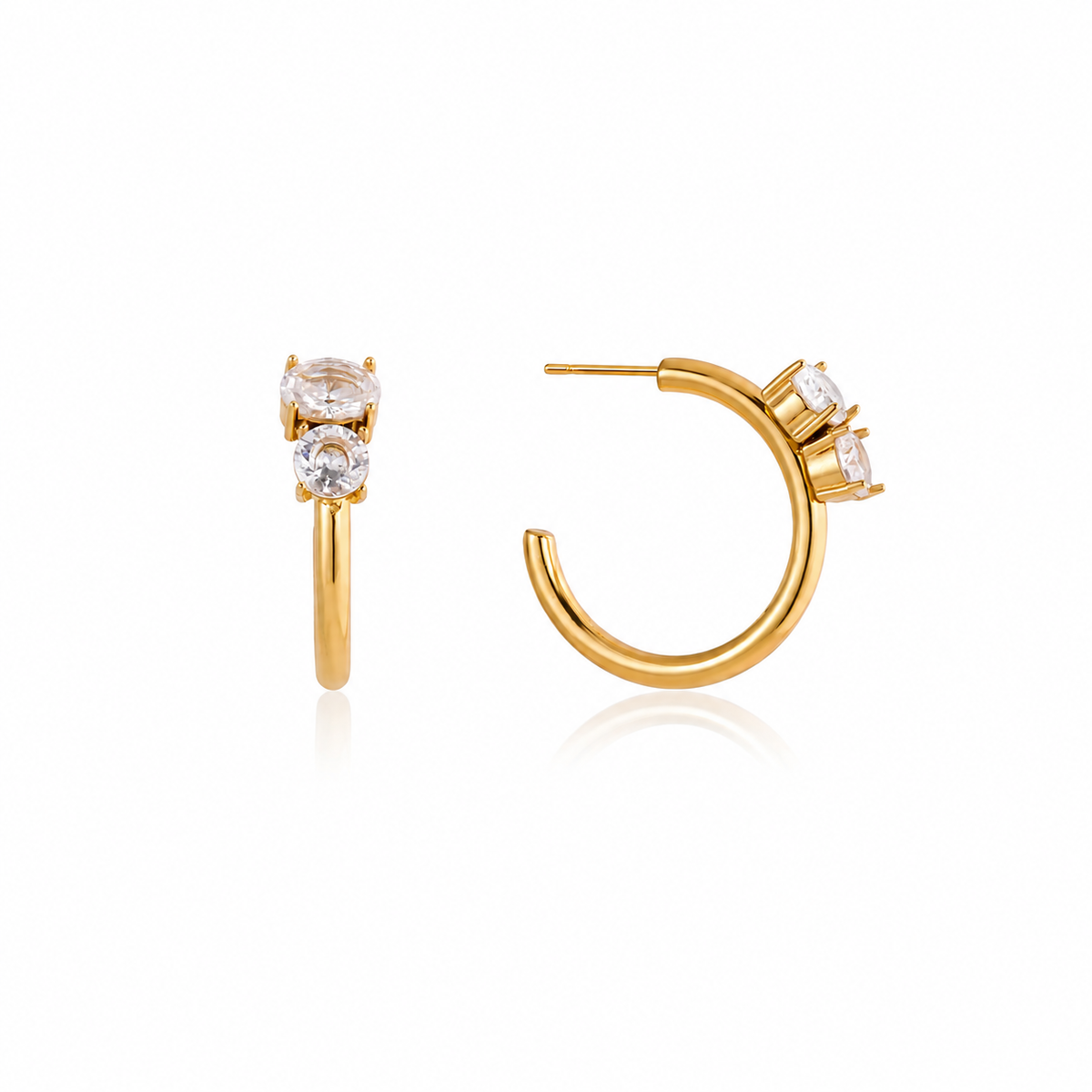 Amin Dual CZ Hoop Earrings