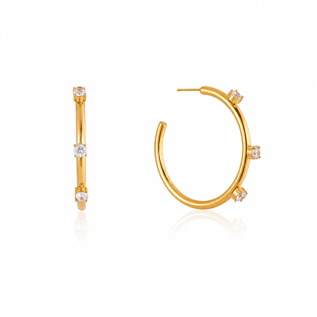Amelia CZ Bar Hoop Earrings