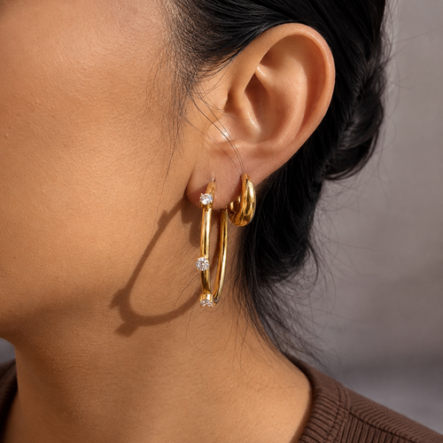 Amelia CZ Bar Hoop Earrings