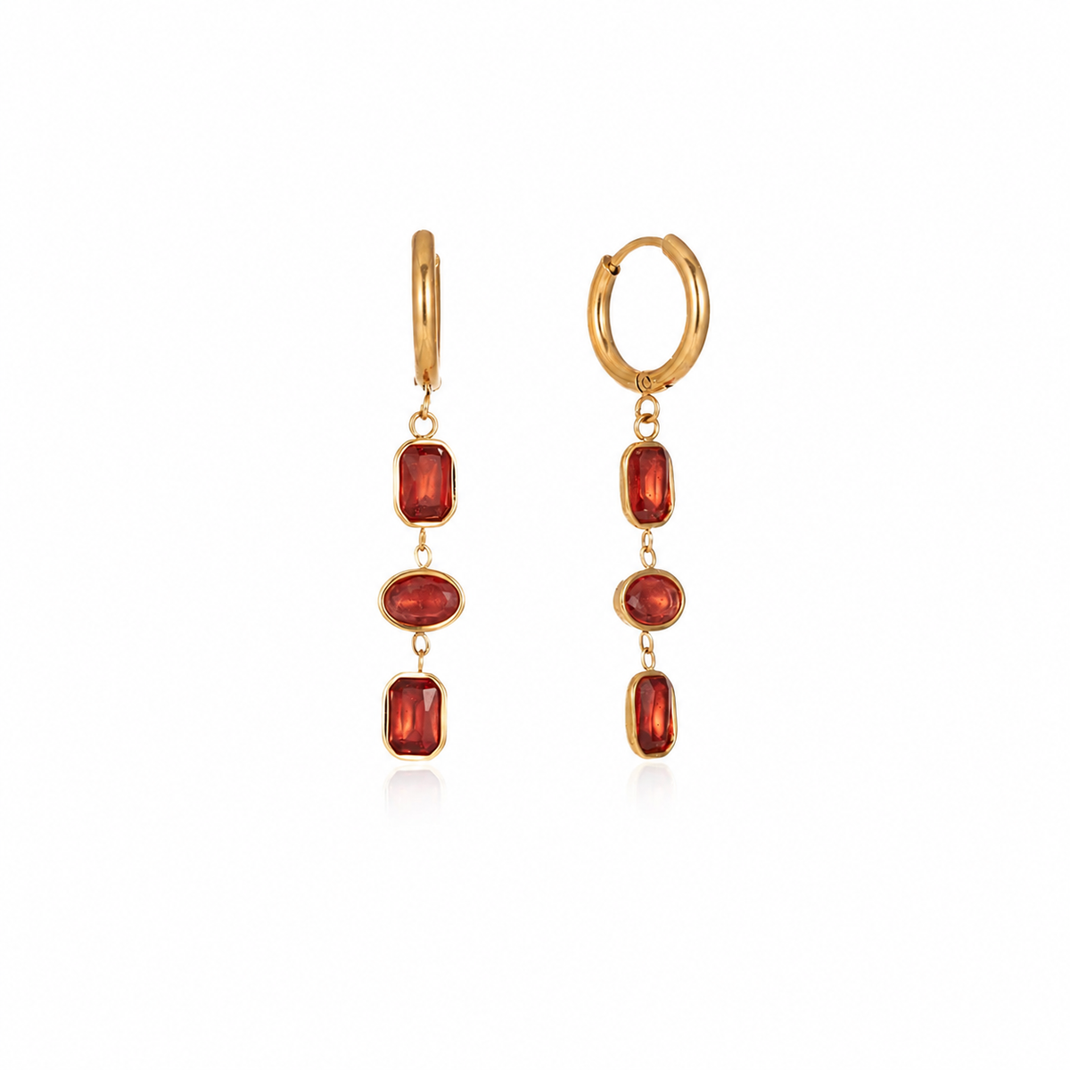 Mira Gold Garnet Drop Earrings
