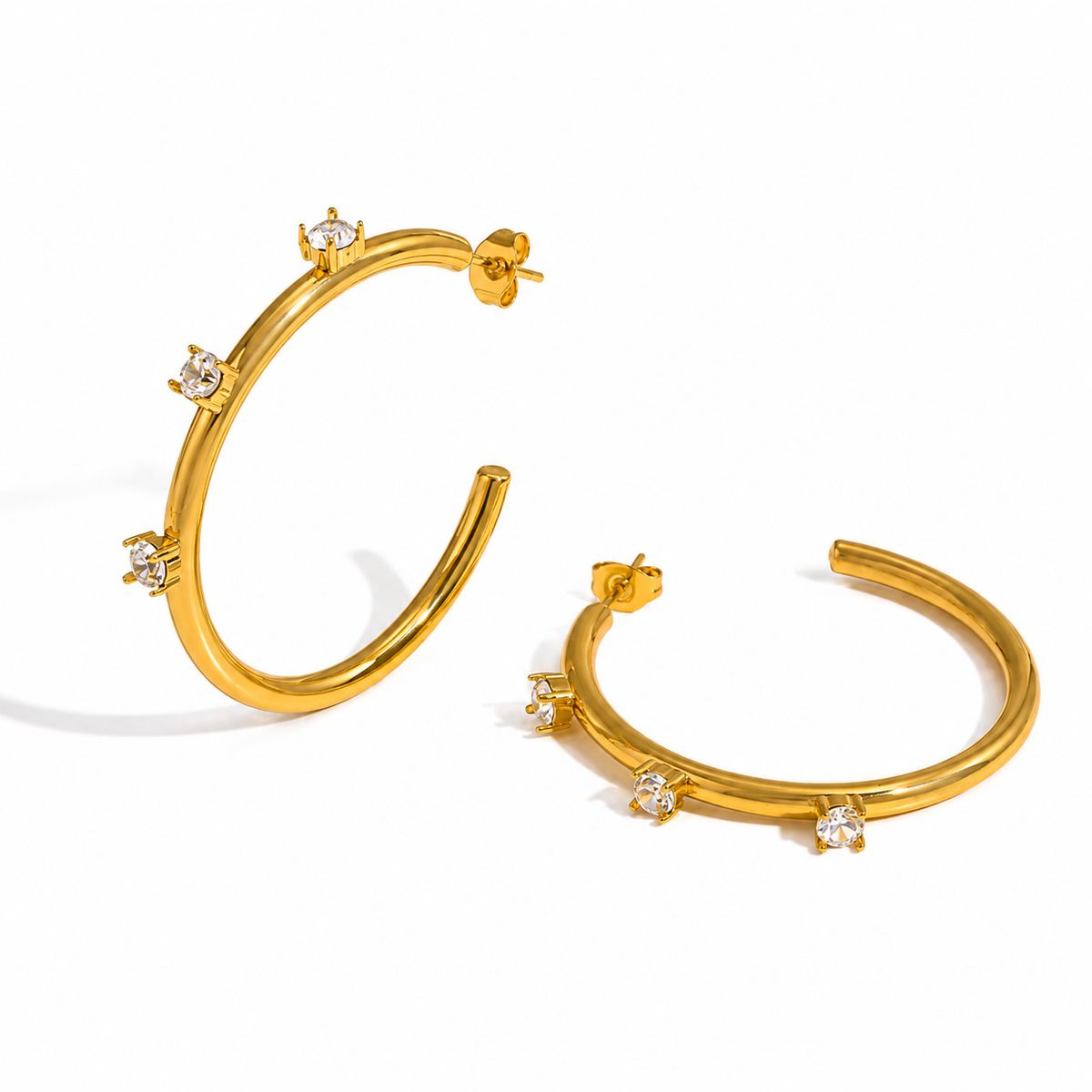 Amelia CZ Bar Hoop Earrings