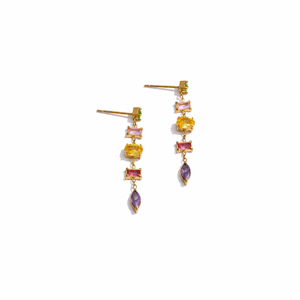 Aurora Multicolor CZ Drop Earrings