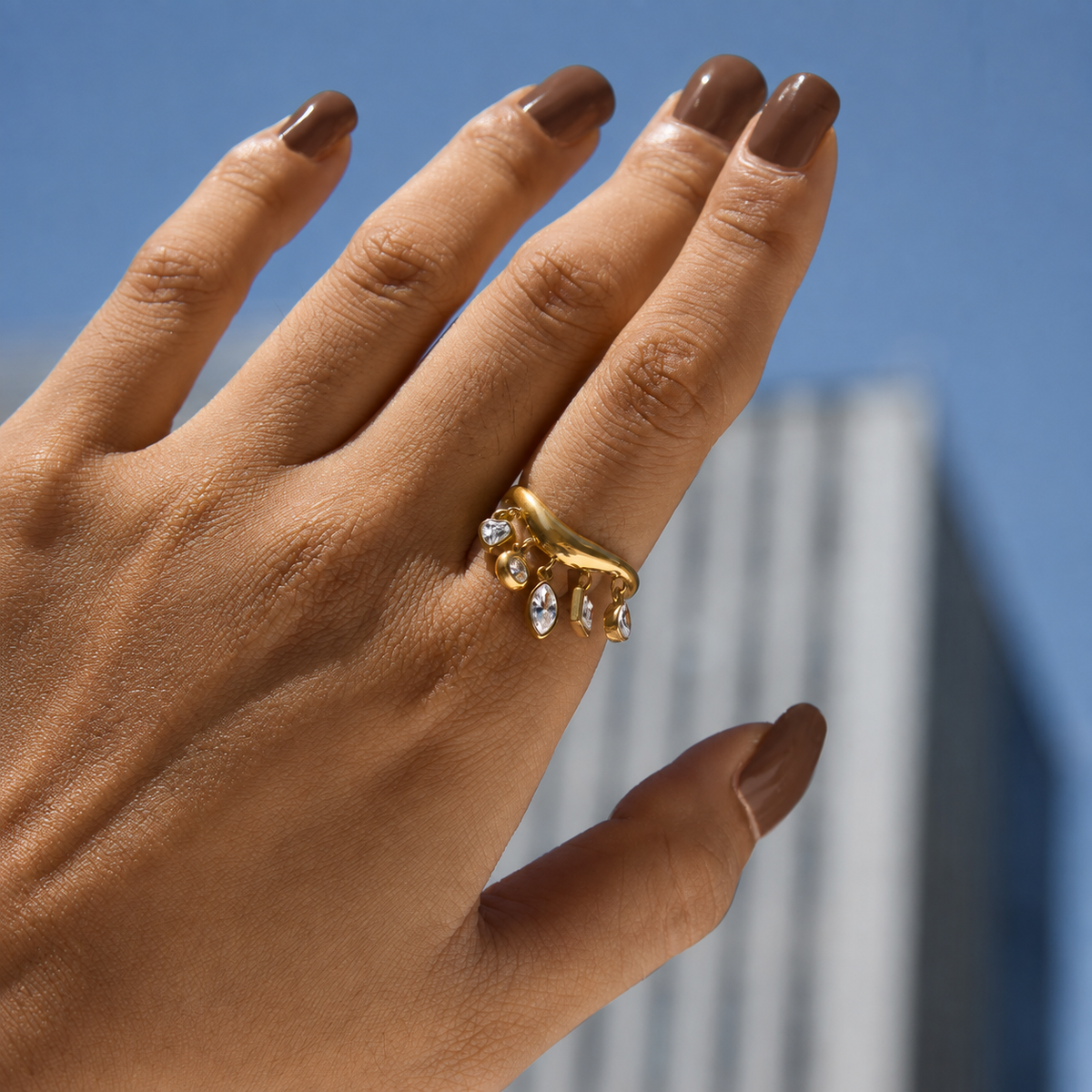 Sienna Gold CZ Charm Ring