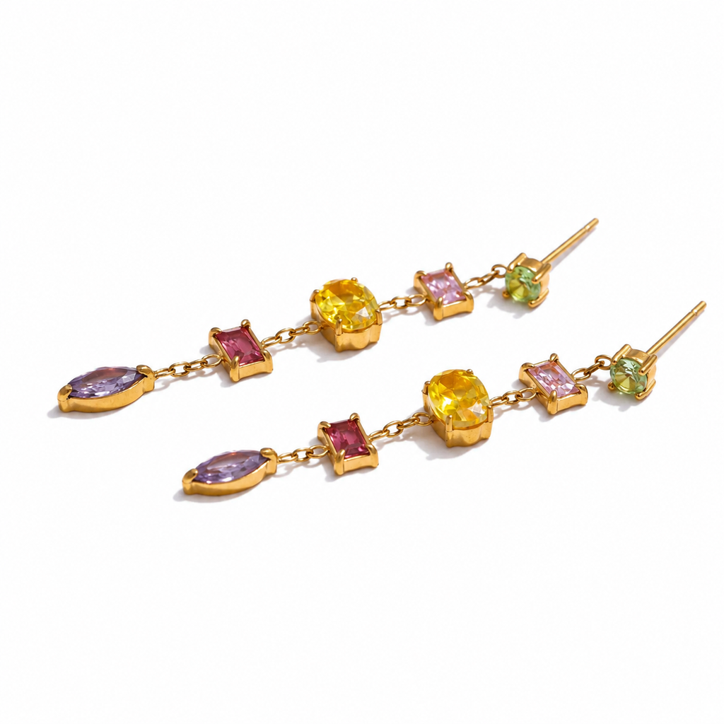 Aurora Multicolor CZ Drop Earrings