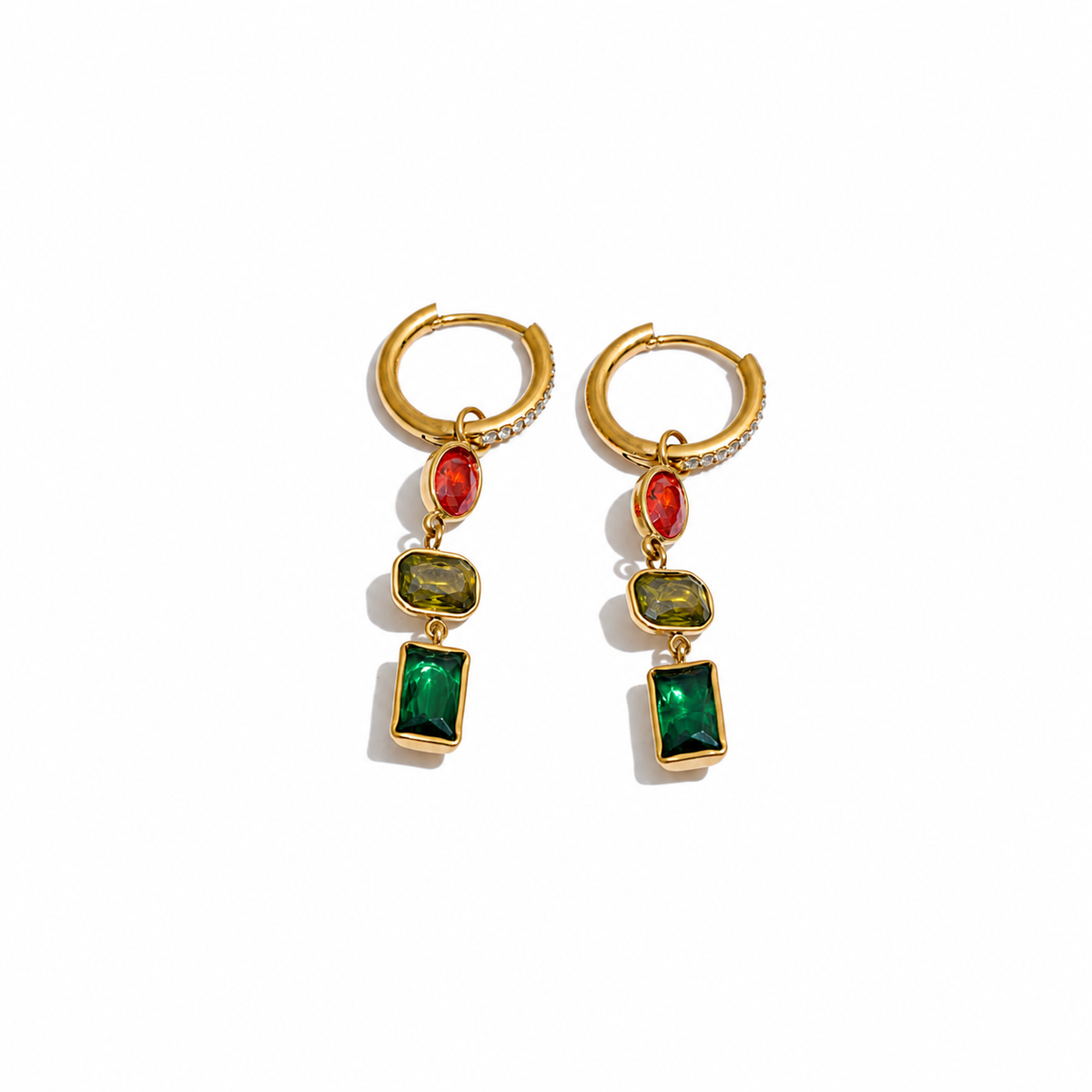 Isla Multicolor Gemstone Drop Hoop Earrings