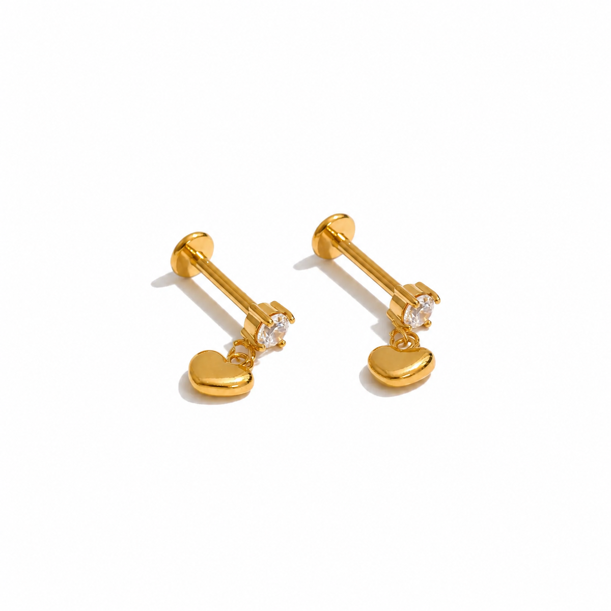 Nyla Heart Charm CZ Ear Piercing