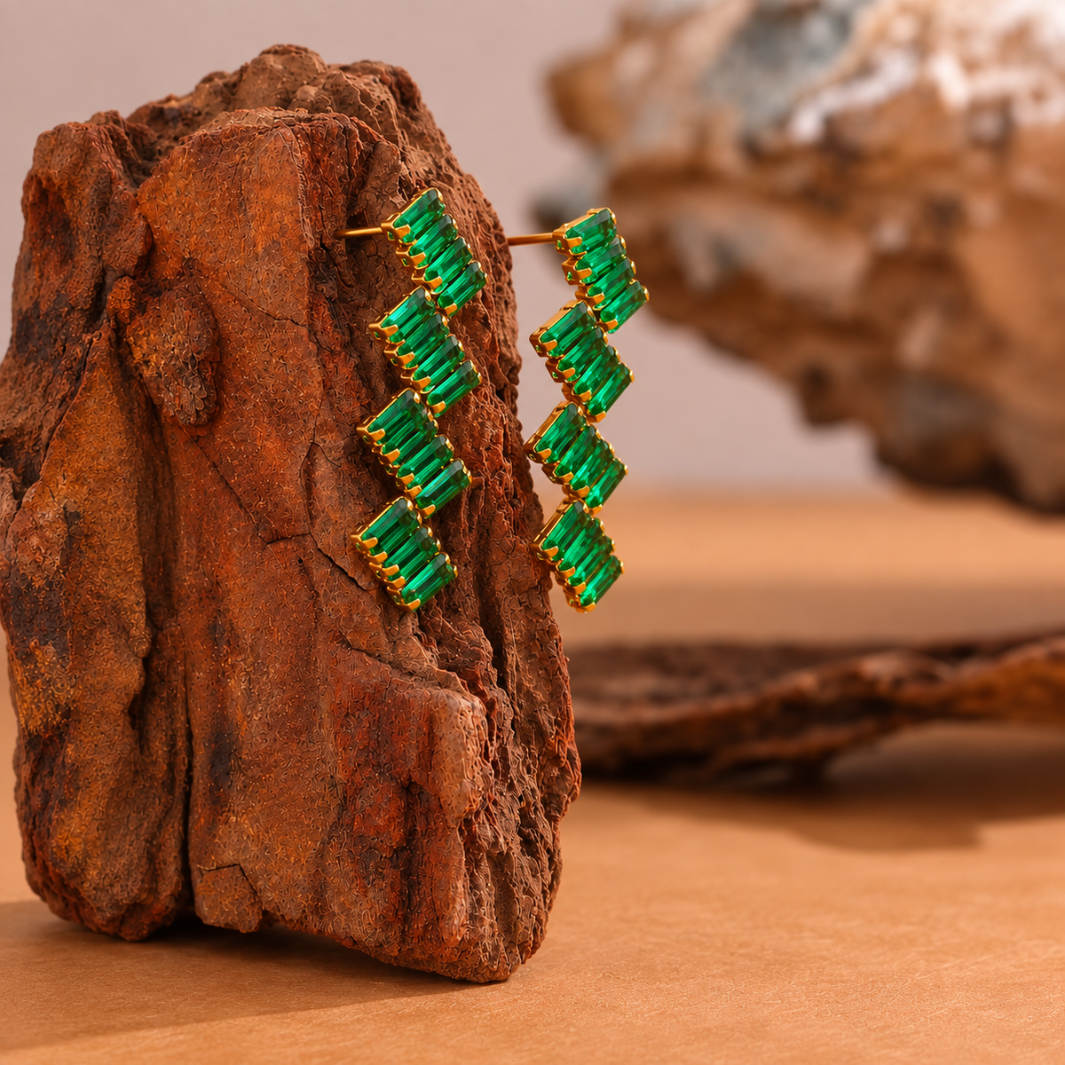 Serena Green Emerald CZ Drop Earrings