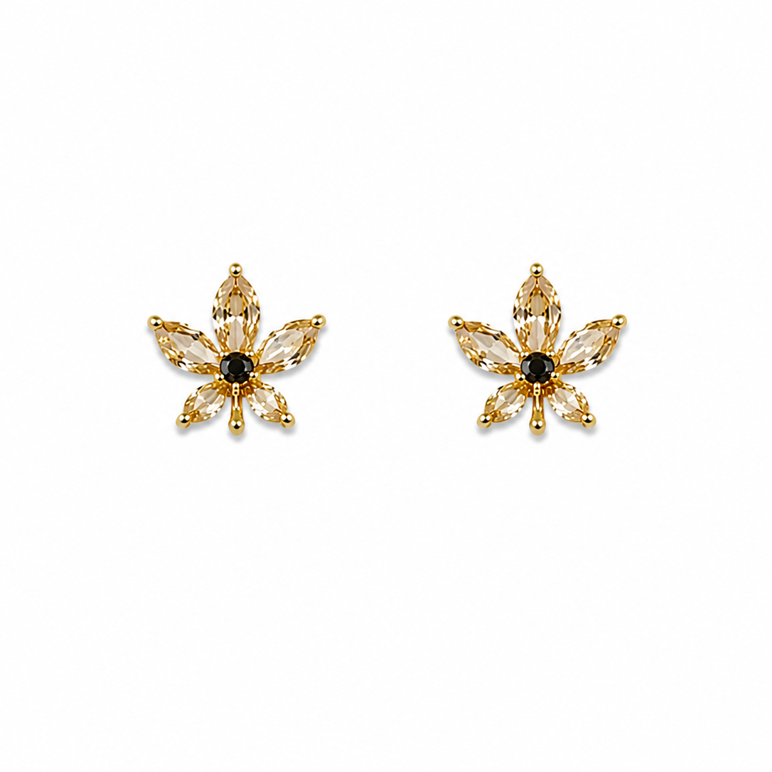 Violet Champagne CZ Floral Earrings