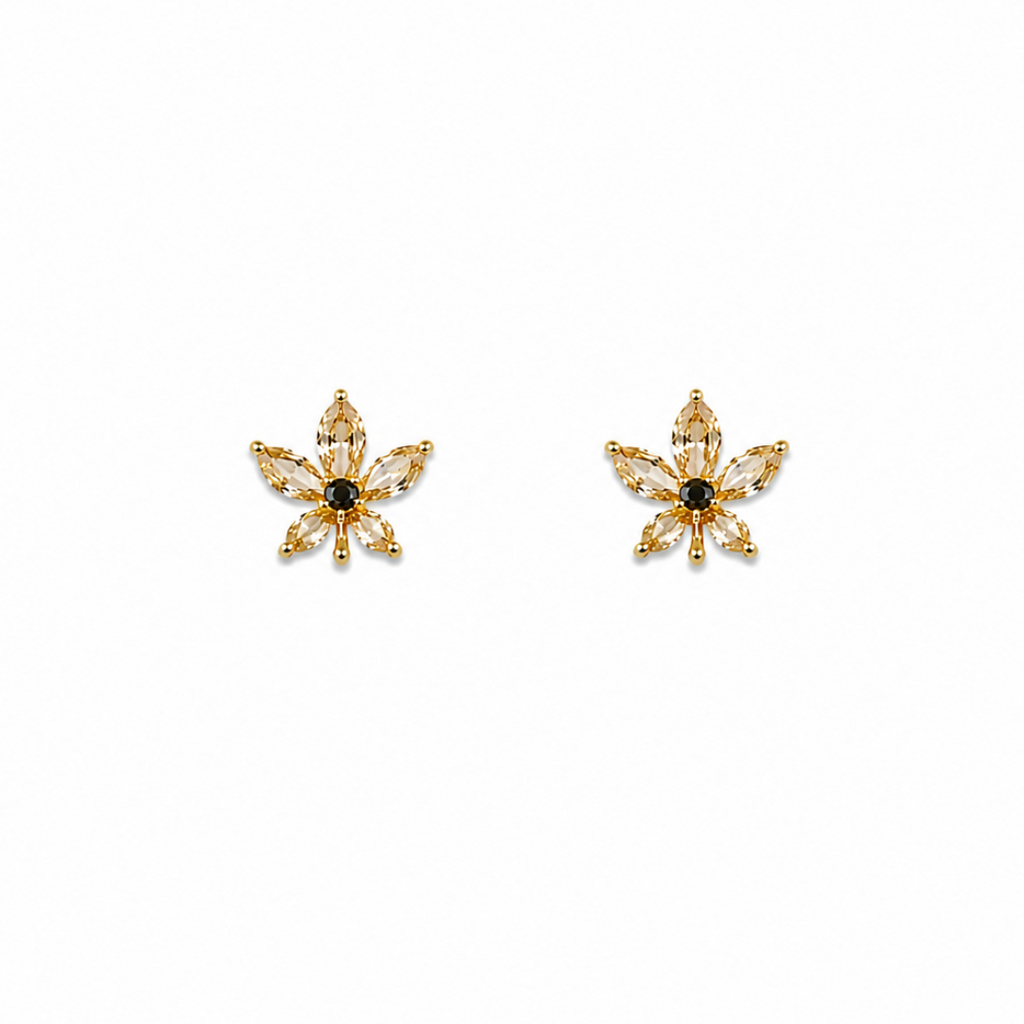 Violet Champagne CZ Floral Earrings