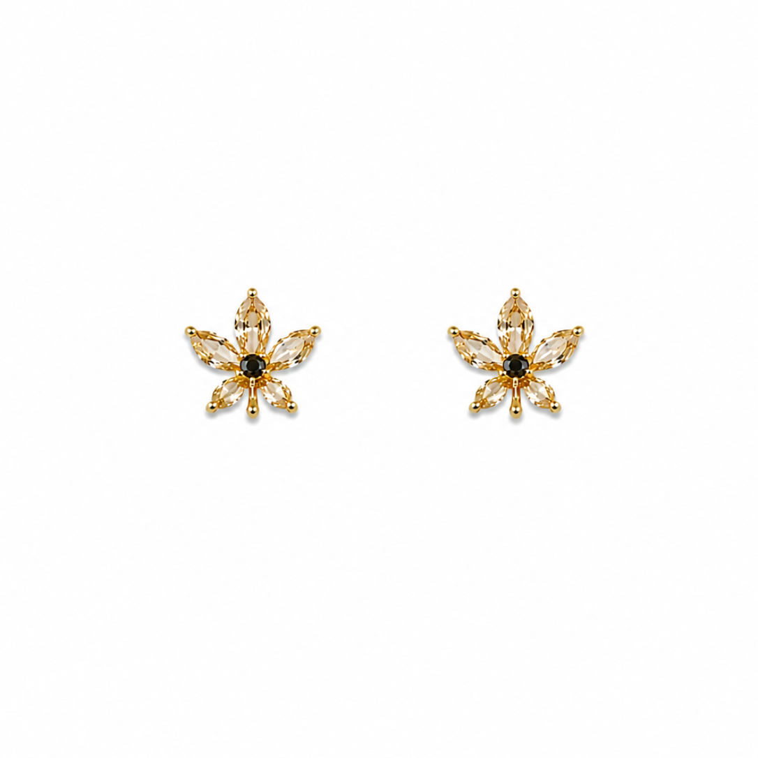 Violet Champagne CZ Floral Earrings