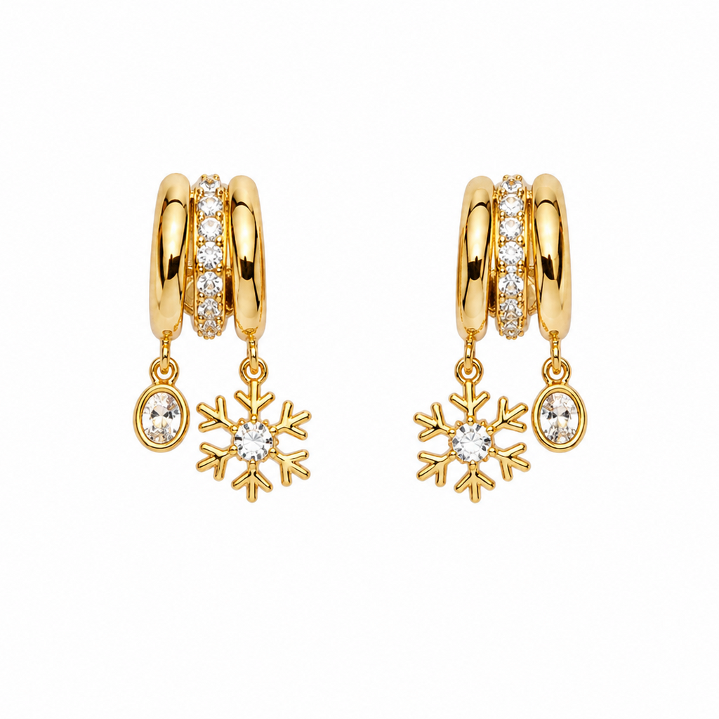 Ariana Triple Hoop Charm Earrings