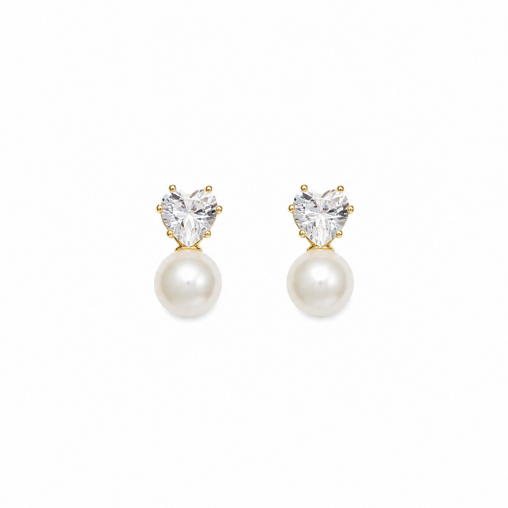 Pearla Heart Pearl Stud Earrings