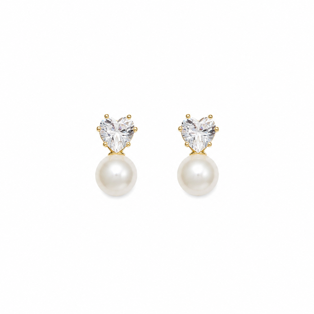 Pearla Heart Pearl Stud Earrings