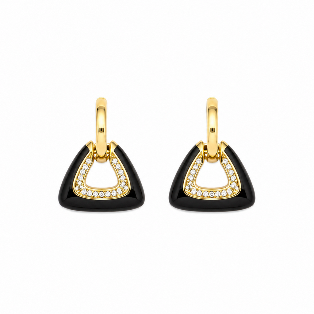 Nora Black Triangle Hoop Earrings