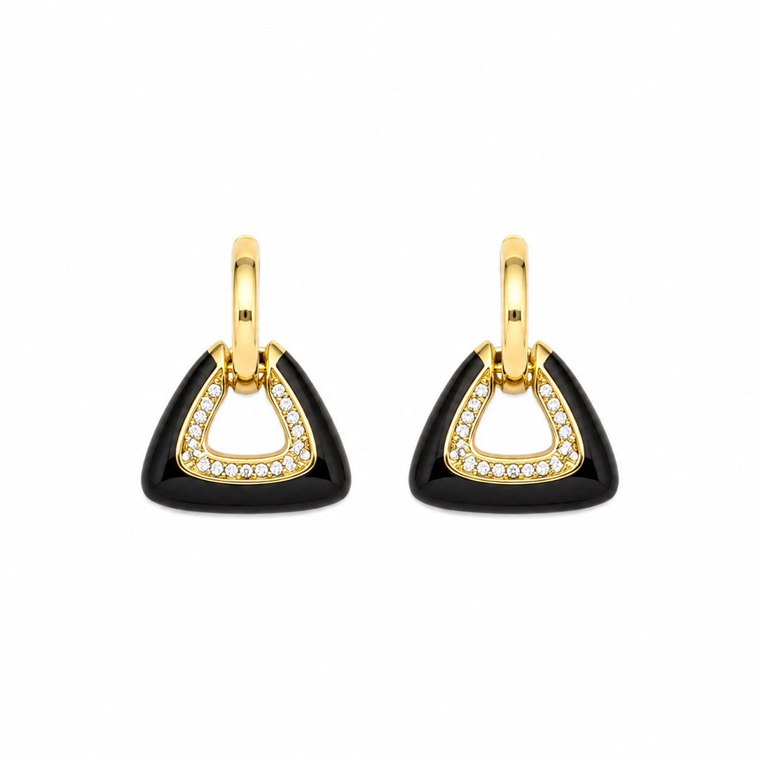 Nora Black Triangle Hoop Earrings