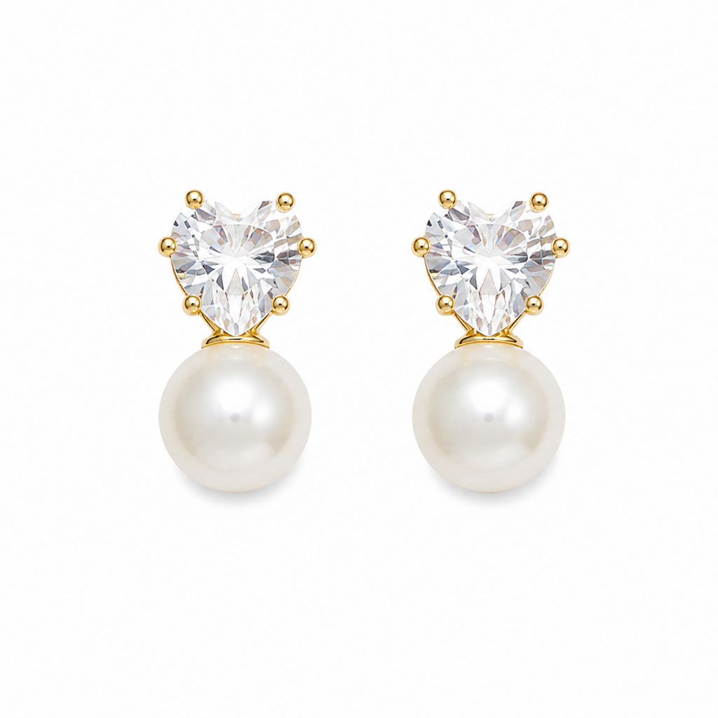 Pearla Heart Pearl Stud Earrings