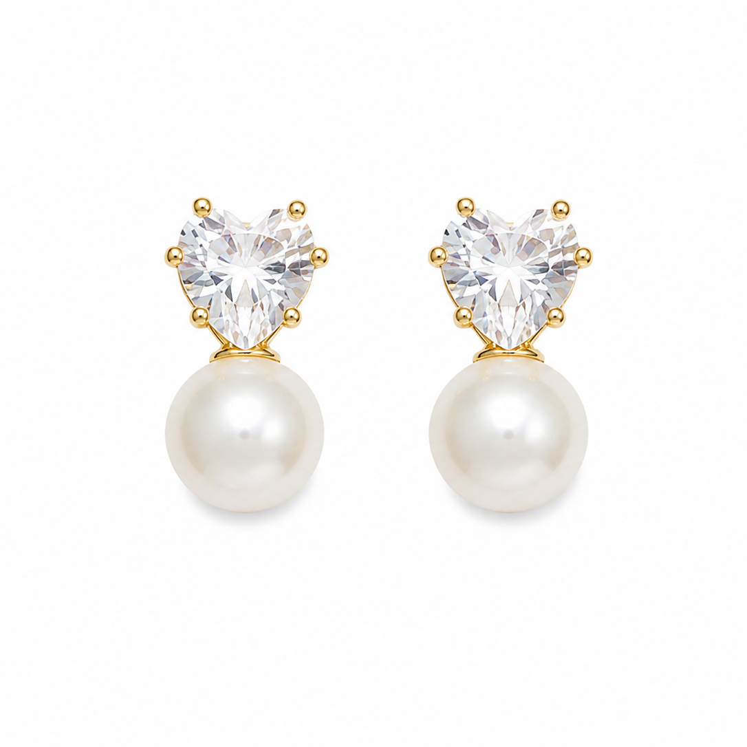 Pearla Heart Pearl Stud Earrings