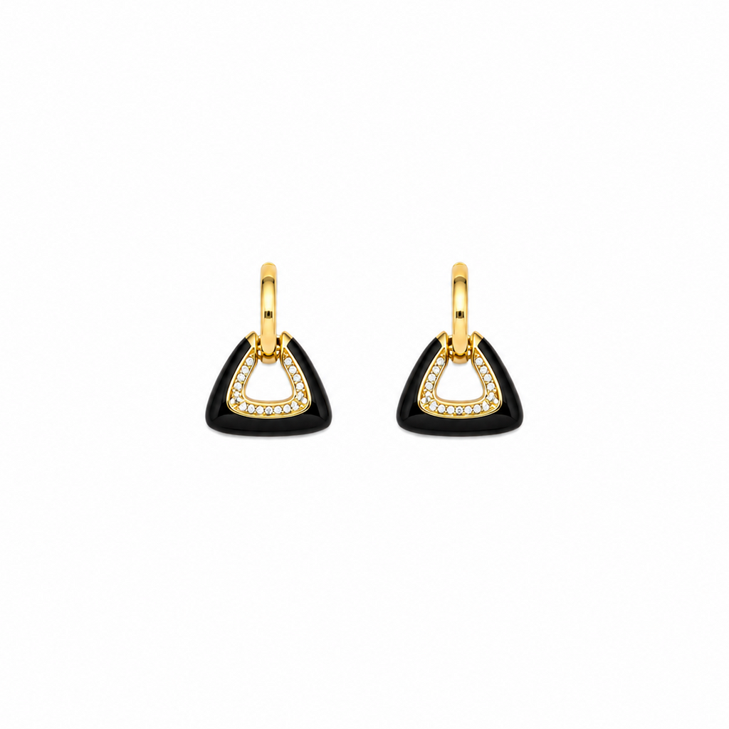 Nora Black Triangle Hoop Earrings
