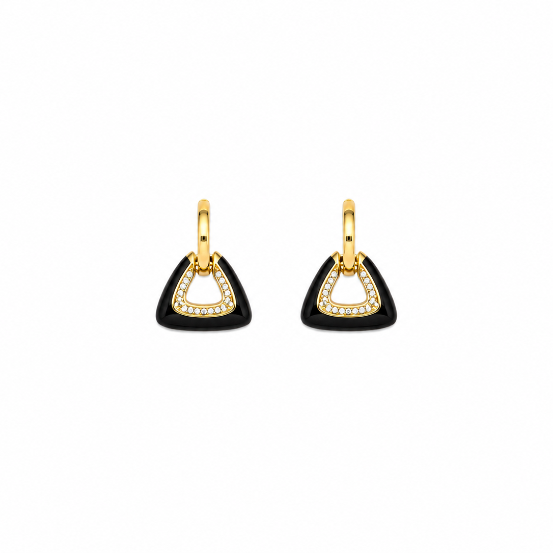 Nora Black Triangle Hoop Earrings