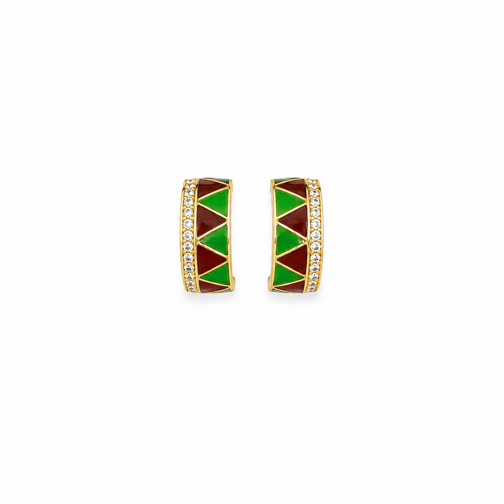 Zaria Green Enamel Hoop Earrings