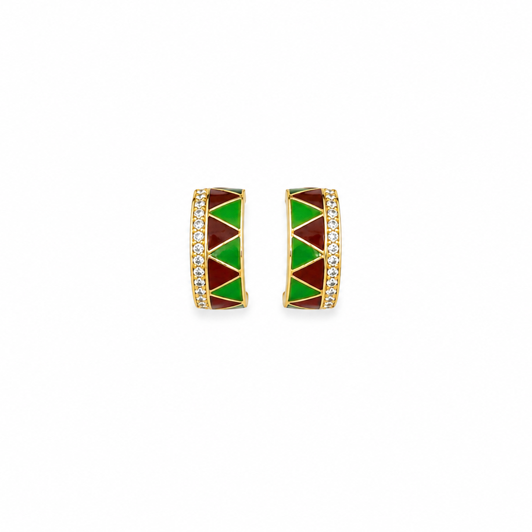Zaria Green Enamel Hoop Earrings