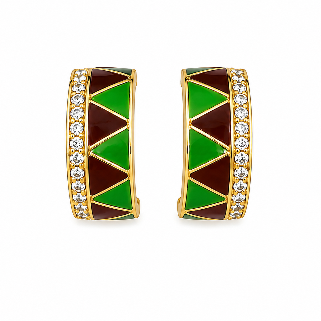 Zaria Green Enamel Hoop Earrings