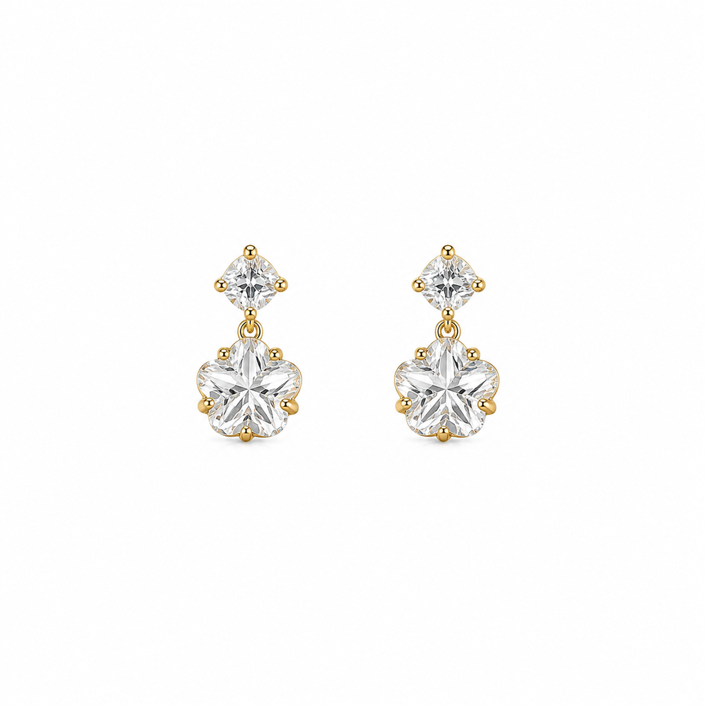 Luna CZ Flower Drop Earrings