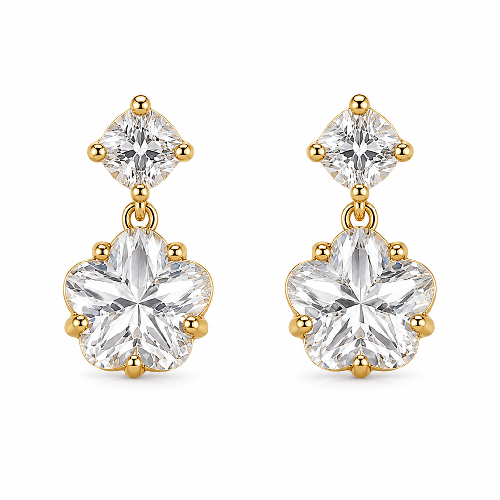 Luna CZ Flower Drop Earrings