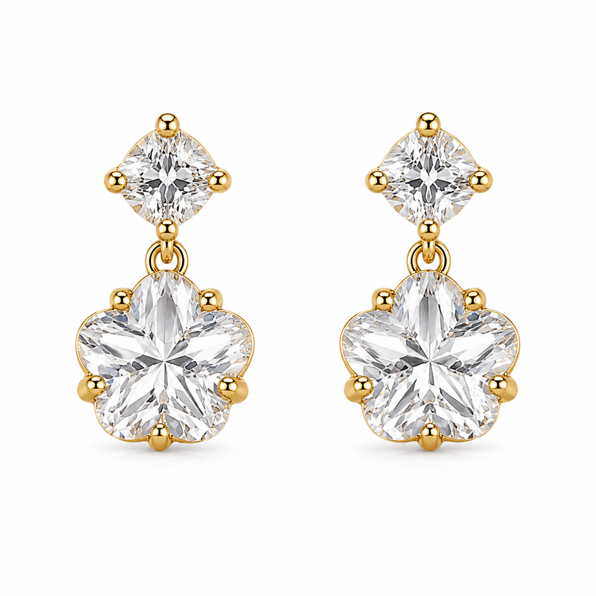 Luna CZ Flower Drop Earrings