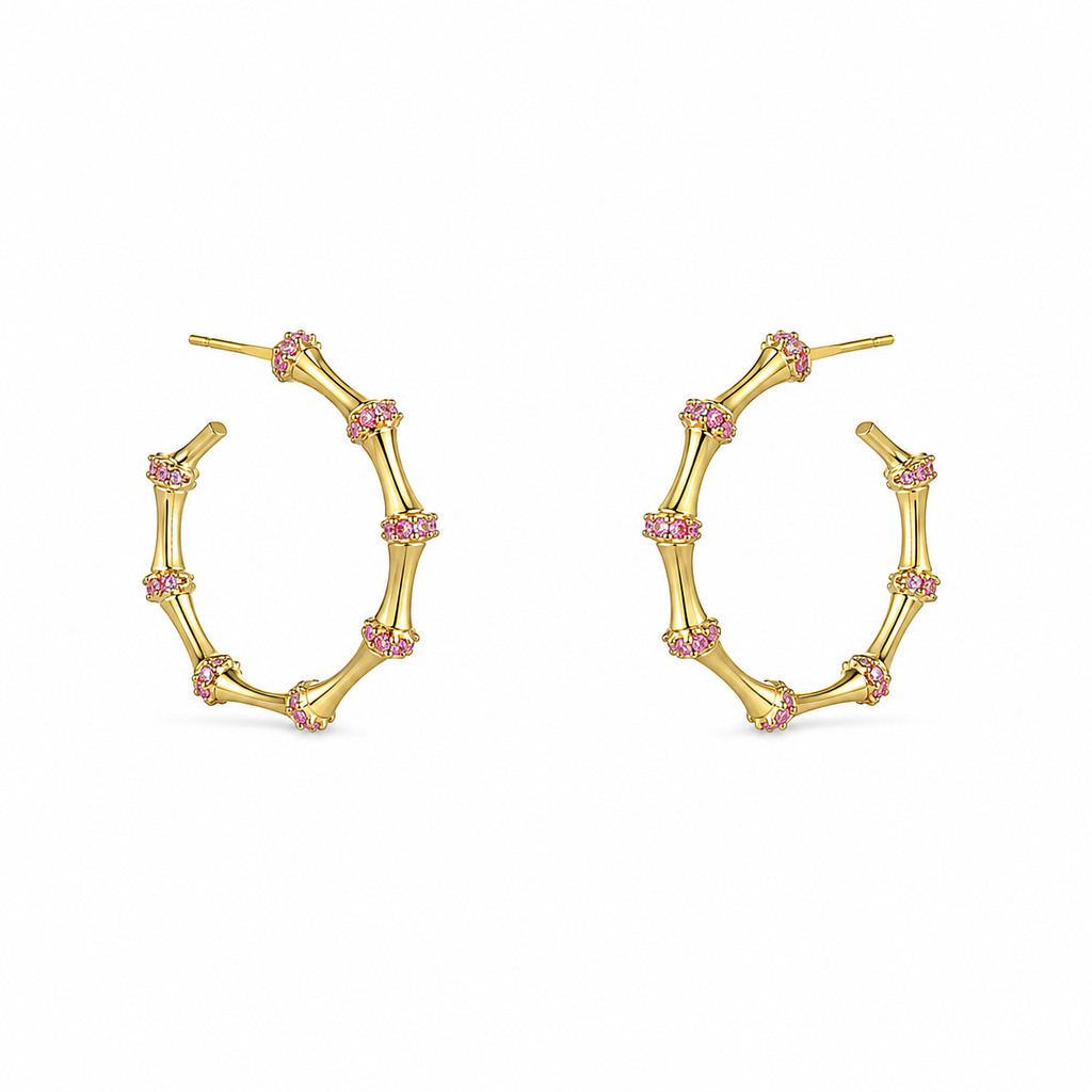 Ele Pink Bamboo Hoop Earrings