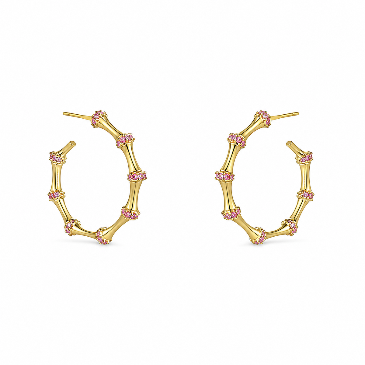 Ele Pink Bamboo Hoop Earrings