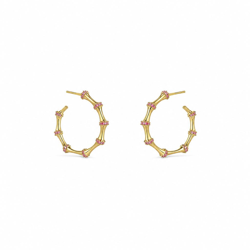 Ele Pink Bamboo Hoop Earrings