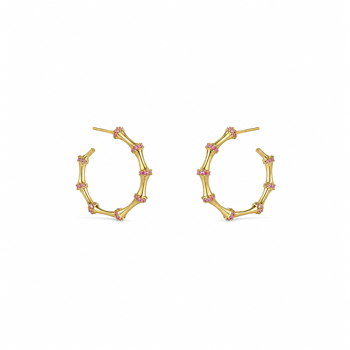 Ele Pink Bamboo Hoop Earrings