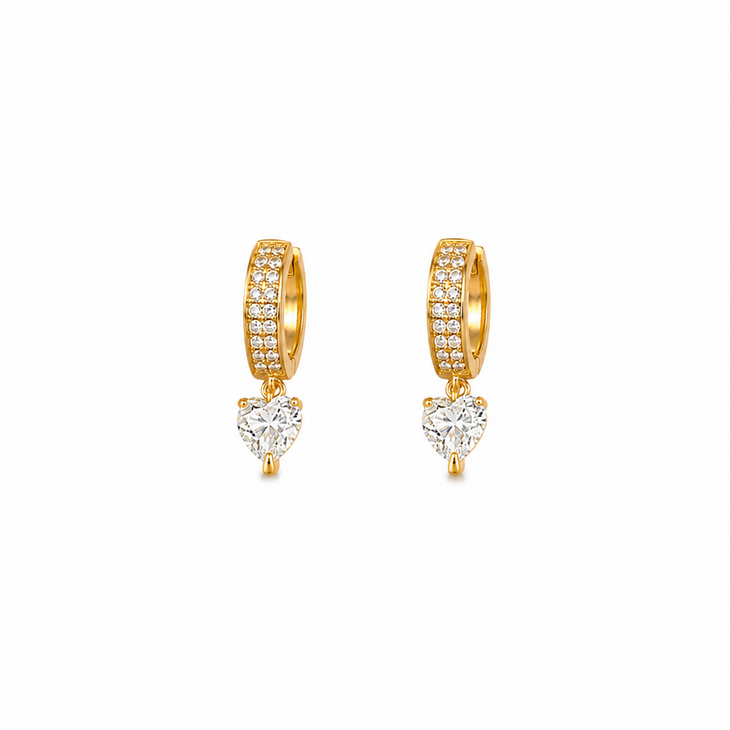 Ami Heart CZ Huggie Earrings