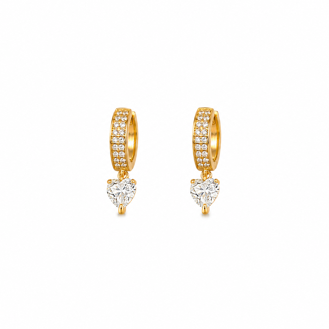 Ami Heart CZ Huggie Earrings