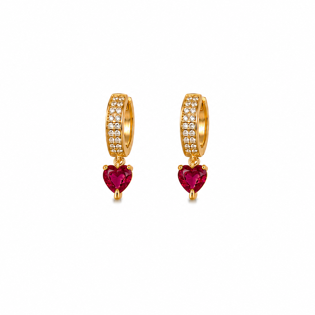 Ami Heart CZ Huggie Earrings