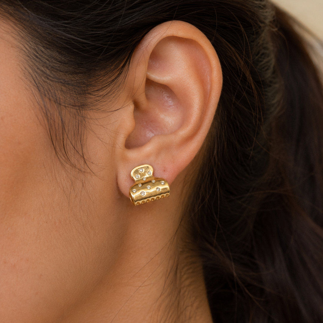 Harper CZ Hair Claw Clip Earrings