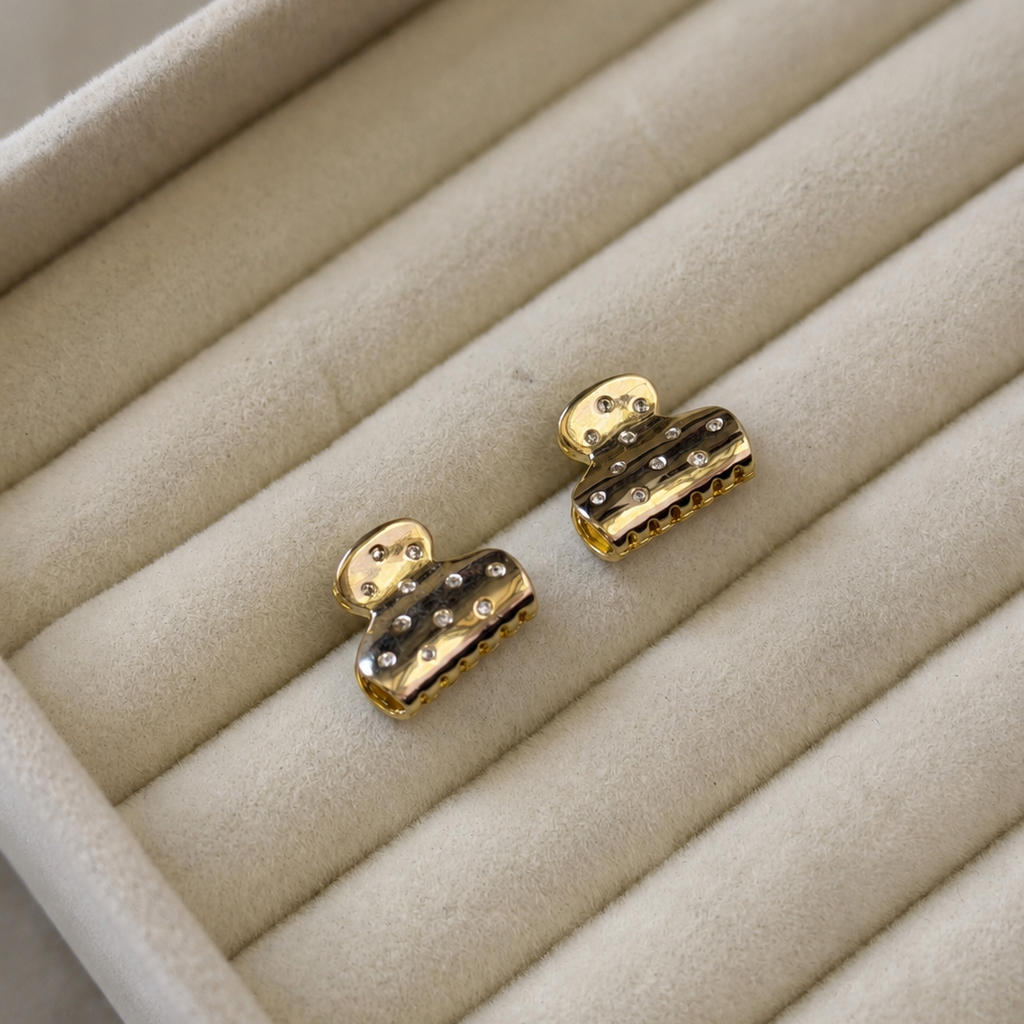 Harper CZ Hair Claw Clip Earrings